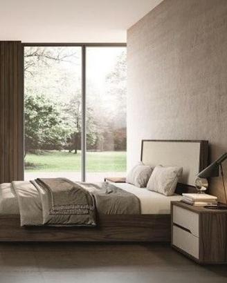 Letto matrimoniale con contenitore colore noce 