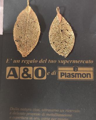 ciondoli a foglia scheletrata dorata tridimensio