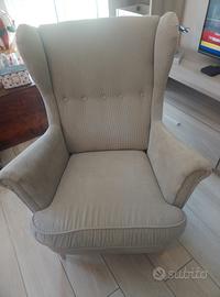 Poltrona Bergère in tessuto beige
