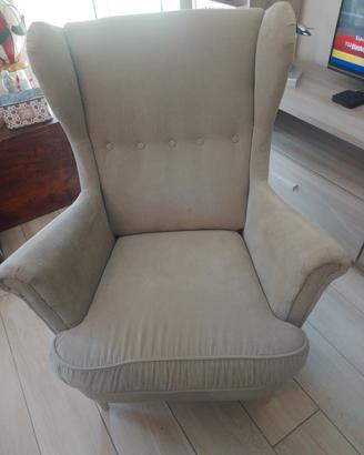 Poltrona Bergère in tessuto beige