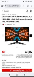 Monitor 32 pollici curvo Gigabyte 