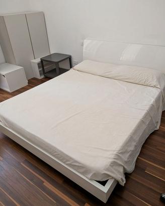 Letto Matrimoniale bianco lucido+rete e materasso 
