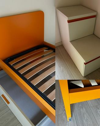 Letto + doghe + cassettone + cassettiera