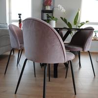 6 sedie in velluto rosa antico