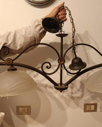 Lampadario ferro battuto