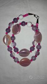 Collana con agata e ceramica - Lilla e viola