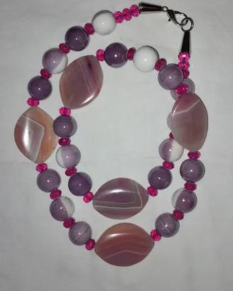 Collana con agata e ceramica - Lilla e viola