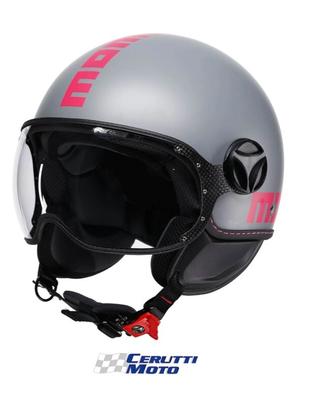 CASCO MOMO FGTR CLASSIC E2206 GRIGIO OPACO / FUCSI