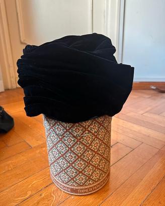 Cappello vintage anni 50 velluto nero violastro st