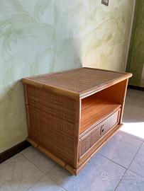 Comodino Bambù e Giunco anni 80