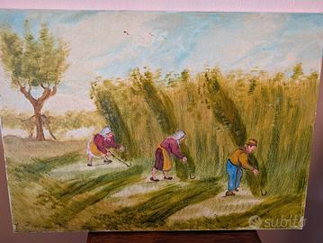 Quadro Nino Zagni - La raccolta della canapa 