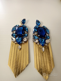 Orecchini artigianali blu/oro