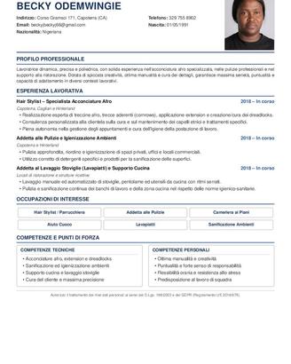 Pulizie, Lavapiatti, Badante, Parrucchiera