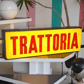 Insegna luminosa bifacciale anni '60 "TRATTORIA"