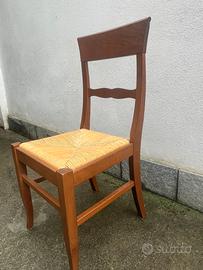 Sei sedie in legno con seduta in paglia