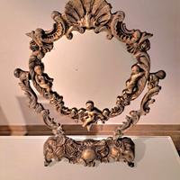Specchio da tavolo con cornice in bronzo