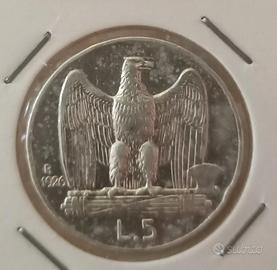 MONETA 5 LIRE REGNO D'ITALIA 1927 IN ARGENTO