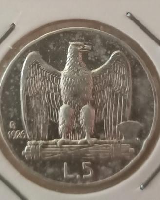 MONETA 5 LIRE REGNO D'ITALIA 1927 IN ARGENTO