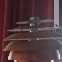 Lampadario  Stilnovo a sosp. metallo cromato rame