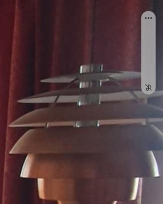 Lampadario  Stilnovo a sosp. metallo cromato rame