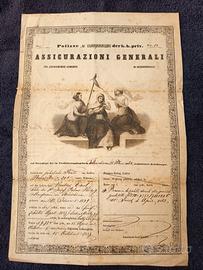 Polizza assicurativa antica rara e originale 1865