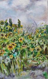 Olio su tela, girasoli - 50x30 cm