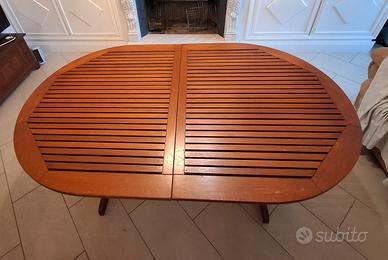 Tavolo ovale da giardino in legno + 4 sedie 
