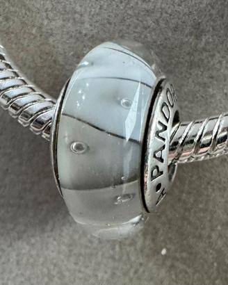 Charm Pandora vetro di Murano zig zag bianco