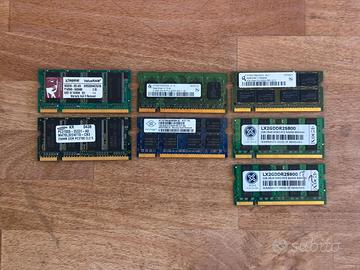 Lotto RAM DDR2 Laptop 7GB Totali + Moduli DDR1