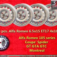 4 cerchi Alfa Romeo GTA 6.5x15 ET17 105 Coupe Spid