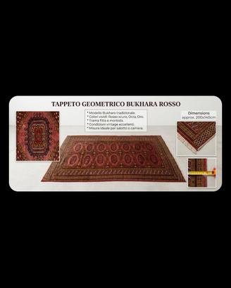  tappeto Bukhara rosso vintage 200×140 cm –