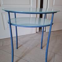 comodino vetro e ferro battuto 