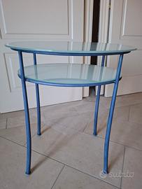 tavolino in  vetro e ferro battuto 