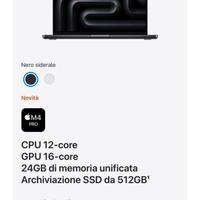 MacBook  M4 pro 14" nero 