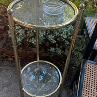 Tavolino in vetro e metallo dorato