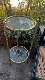 Tavolino in vetro e metallo dorato