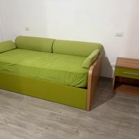 Letto singolo contenitore + materasso + comodino