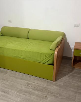 Letto singolo contenitore + materasso + comodino