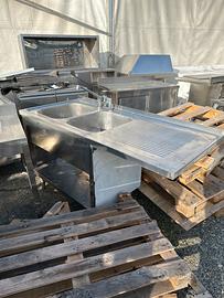 Lavandino due vasche con sgocciolatoio 160x70