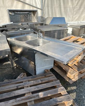 Lavandino due vasche con sgocciolatoio 160x70