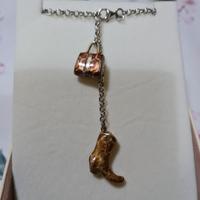 Collana in argento 925 con borsa e stivale smaltat