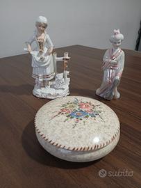 set di 3 statuette in porcellana 