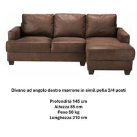 divano angolare in similpelle, 3/4 posti