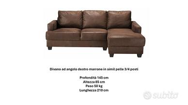 divano angolare in similpelle, 3/4 posti