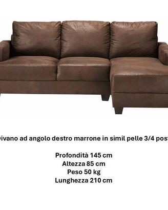 divano angolare in similpelle, 3/4 posti