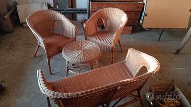 Panca sedie tavolo vimini