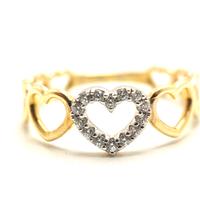 Anello Cuore Oro Giallo Zirconi