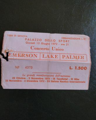 memorabilia : BIGLIETTO CONCERTO EMERSON LAKE PALM