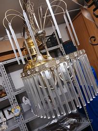 lampadario vintage vetro e ottone 