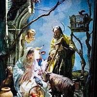 Natività illuminata con led in teca ovale